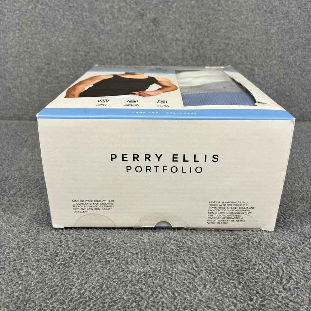 Perry Ellis Portfolio Tank Top Men XL Multicolor 8 Pack Ribbed Cotton Blend New